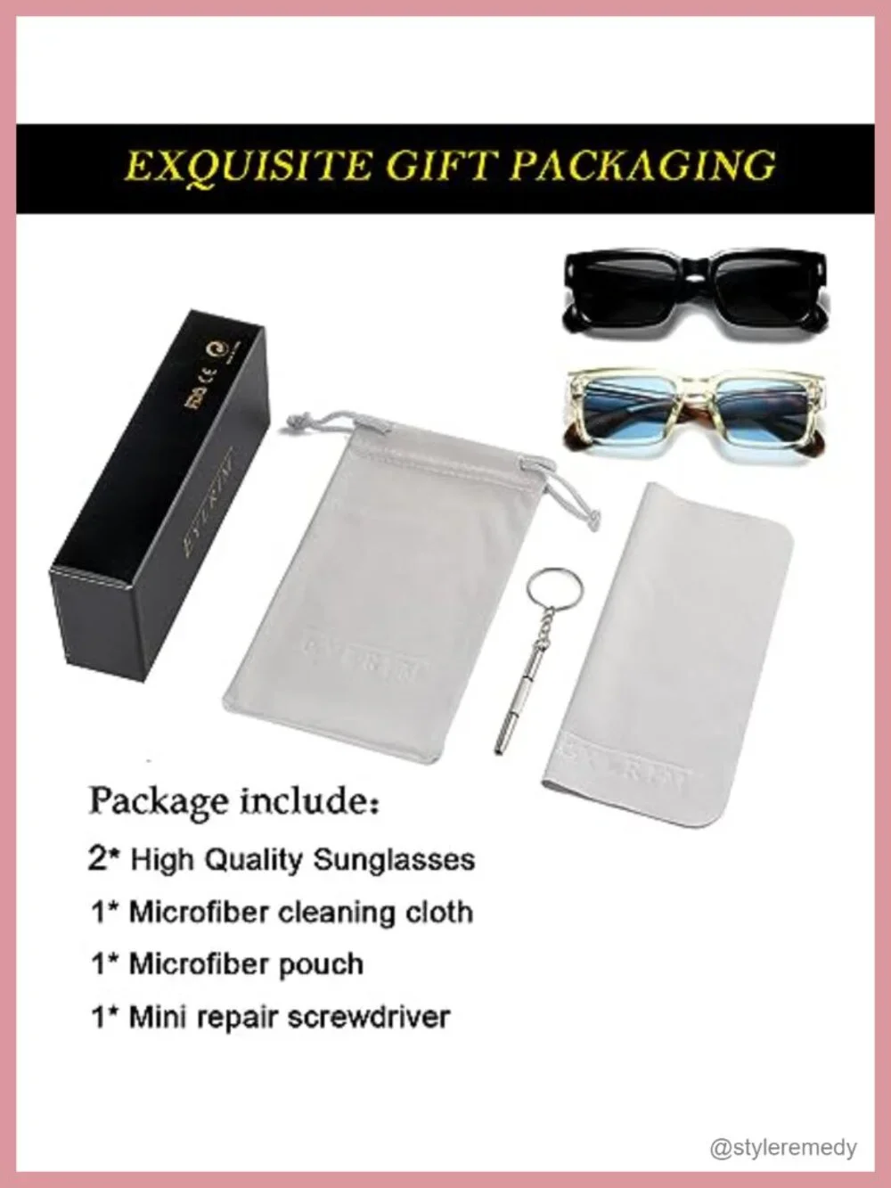 Square Frame Sunglasses UV400 Protection Chunky Rectangle Sun Glasses